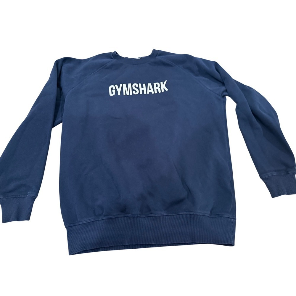 Gymshark Mens Navy Blue Logo Crewneck Sweatshirt Pullover Athleisure